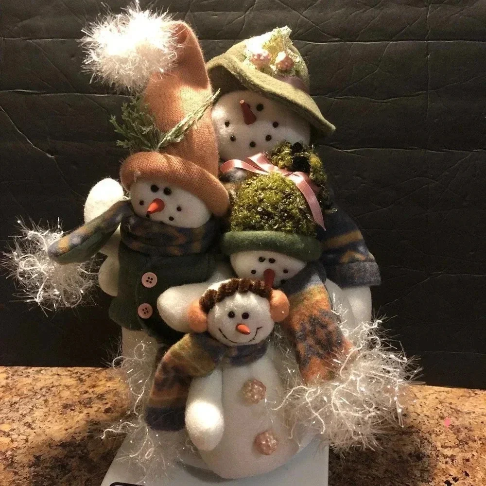 Vintage Snowman and family Beanie Plush Christmas Decor